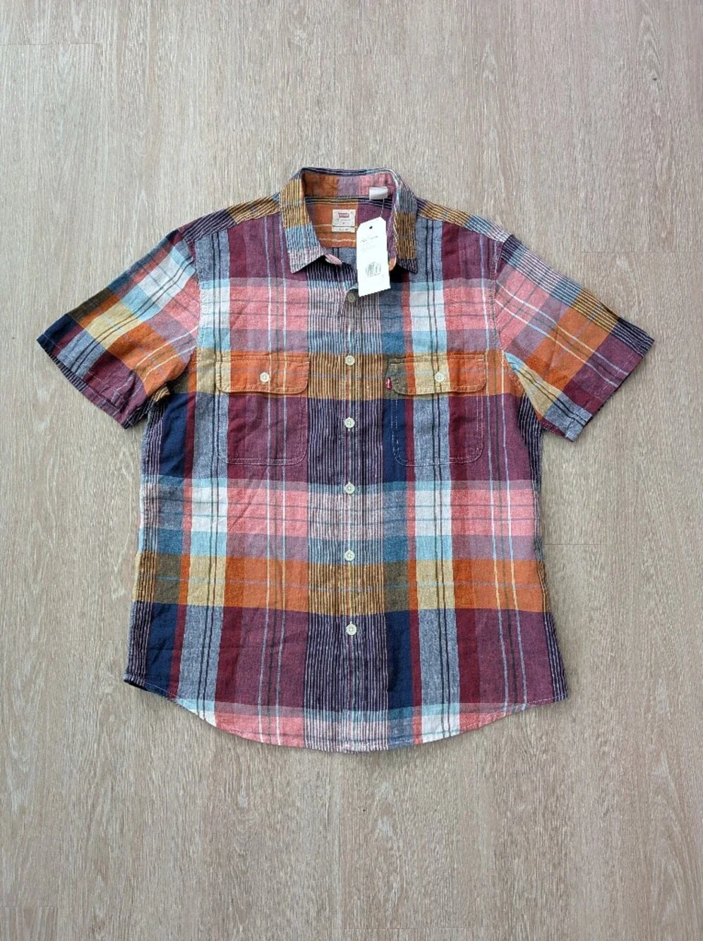 Levi's Shirt Men's Medium Linen Blend Short Sleeve Button Down NWT